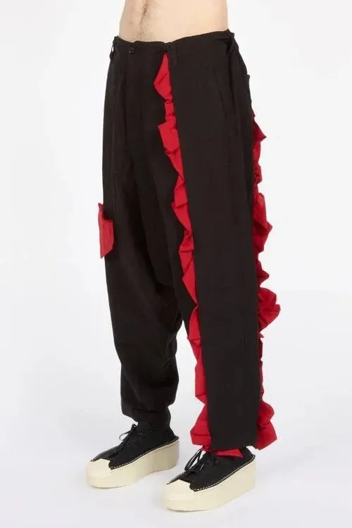 Red Fringe Deco Sarouel Pants