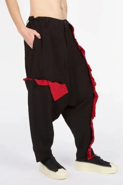 Red Fringe Deco Sarouel Pants