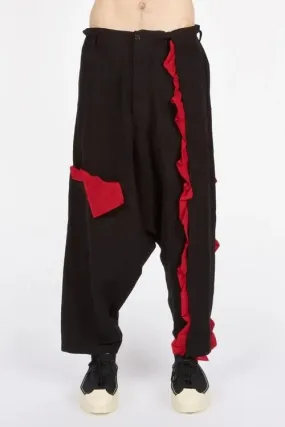 Red Fringe Deco Sarouel Pants