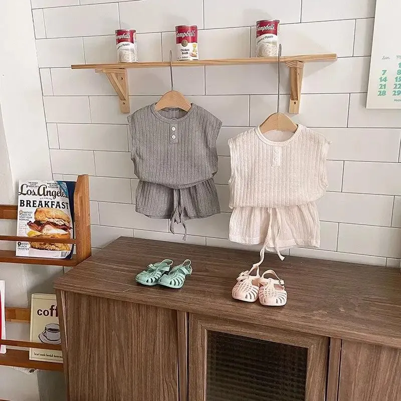 Ribbed Cotton Tshirt and Flowy Shorts Set