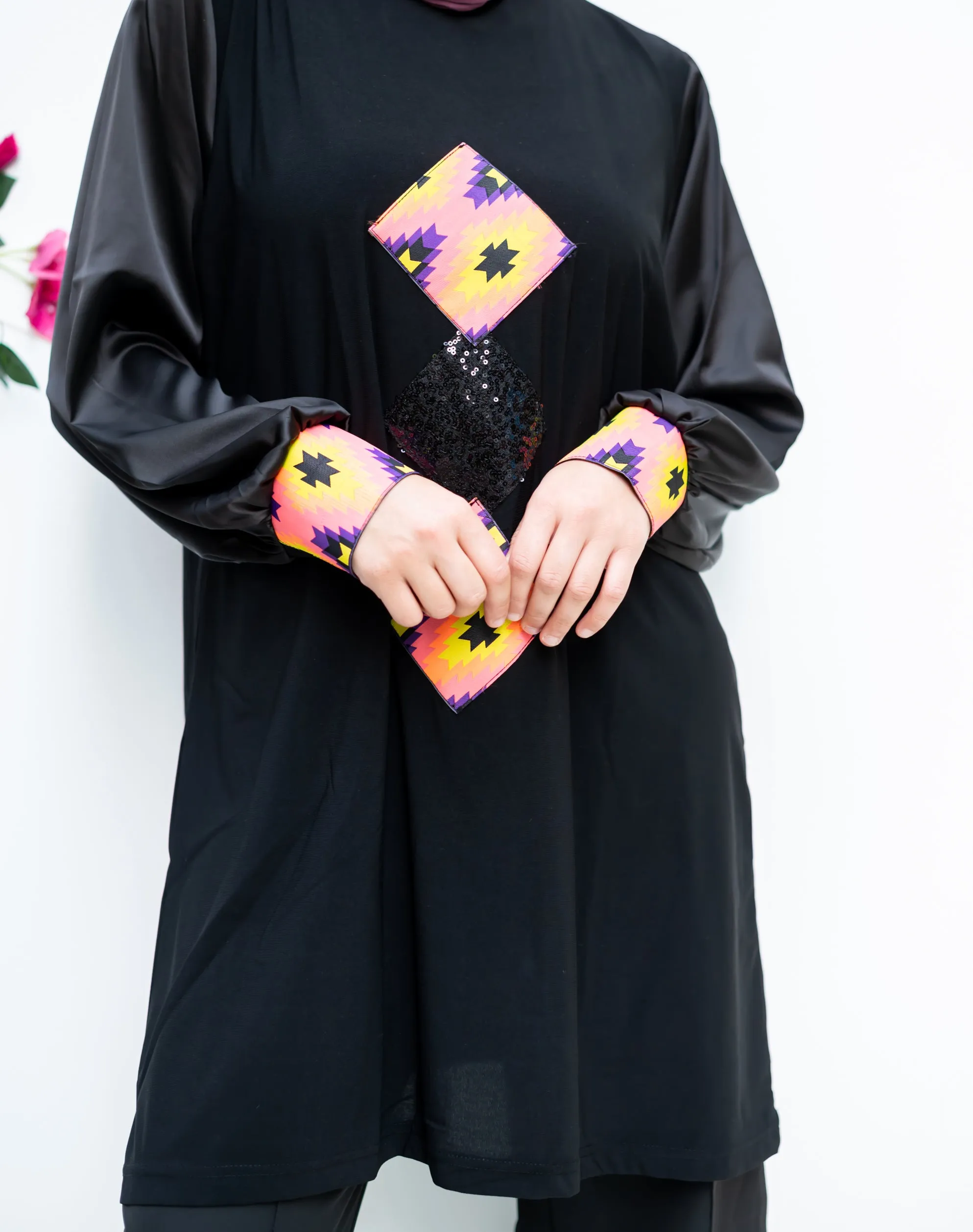 Silk Sleeve Blouse And Indian Square