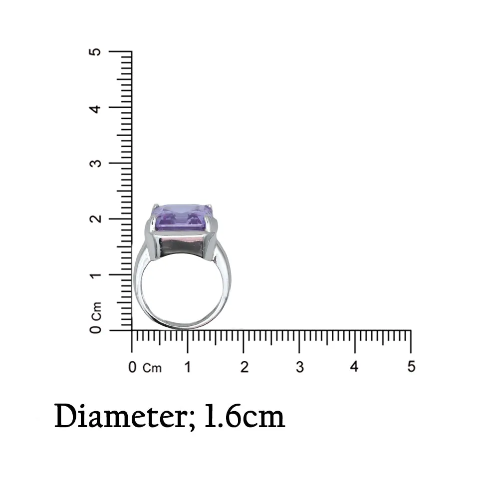 Silver Center Purple Square Shape Gem Stone Ring for Boys