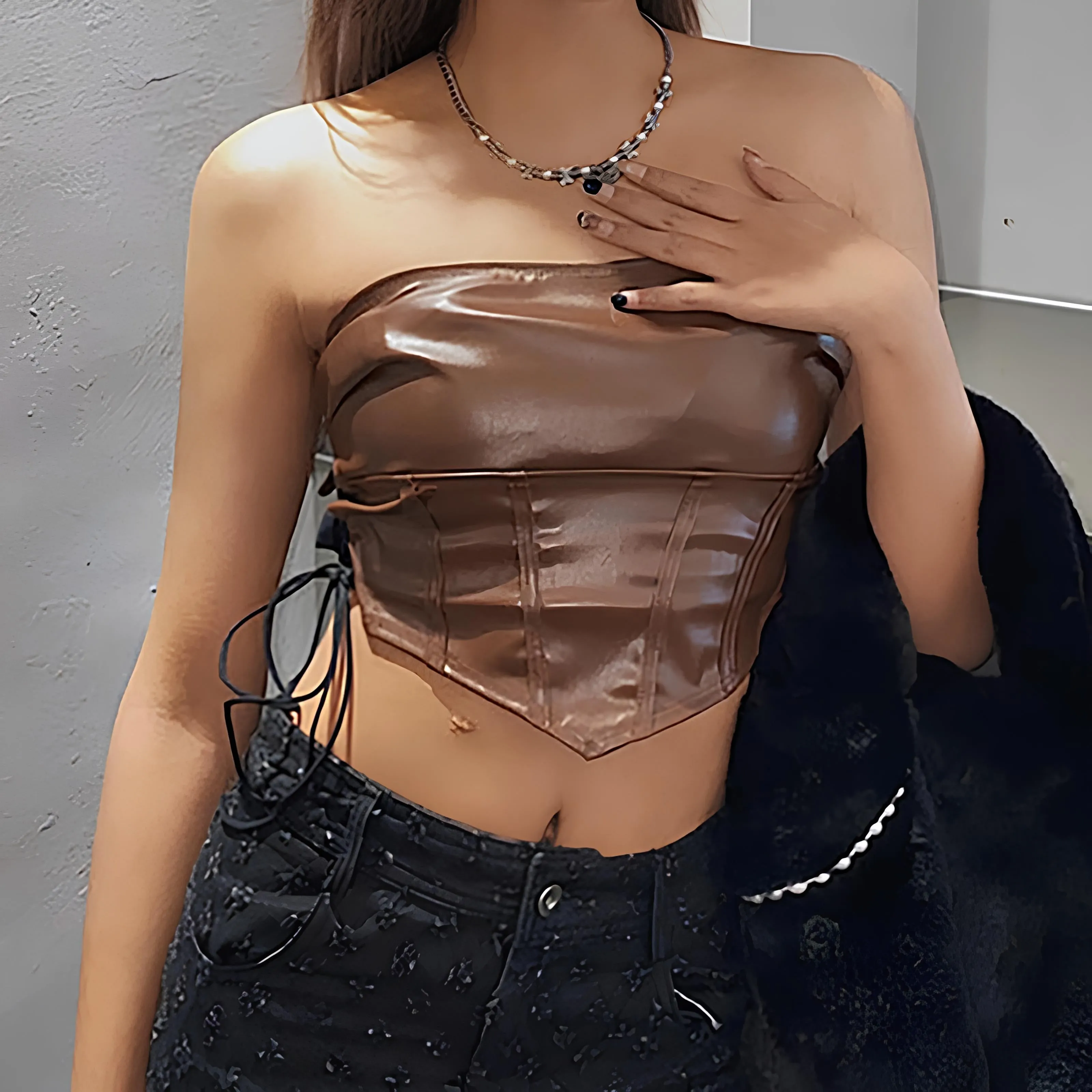 Strapless PU Leather Tube Top – Sleek & Sexy Crop Vest