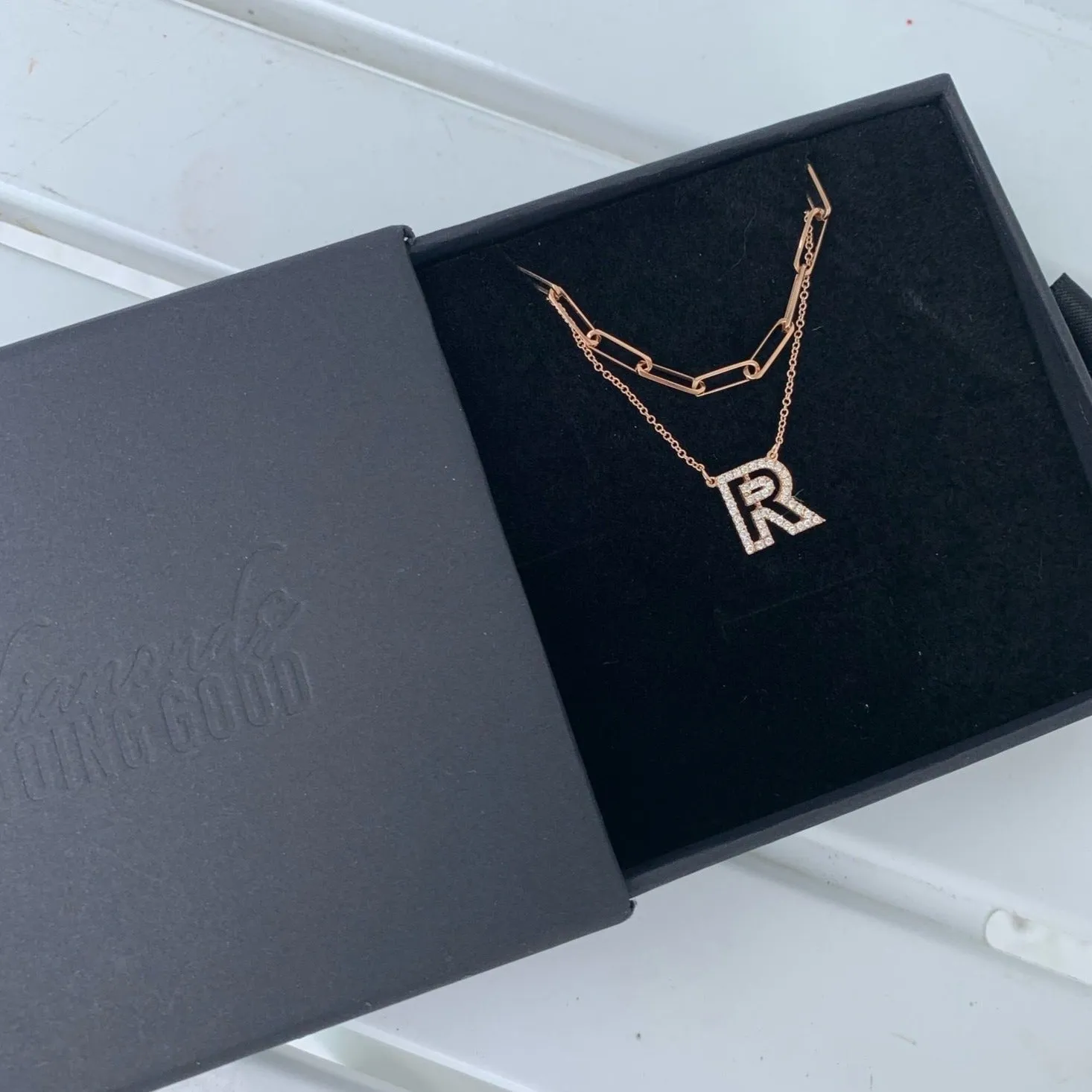 The Double Up Diamond Initial Charm/Necklace
