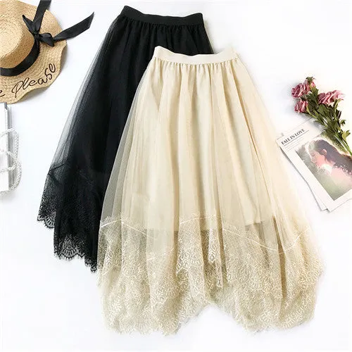 Tulle Skirts Women Sping Elastic High Waist