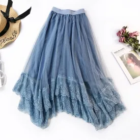 Tulle Skirts Women Sping Elastic High Waist