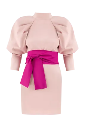 Valentine Statement Sleeve Pink Mini Dress
