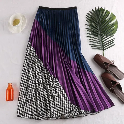 Vintage Panelled Plaid Skirt
