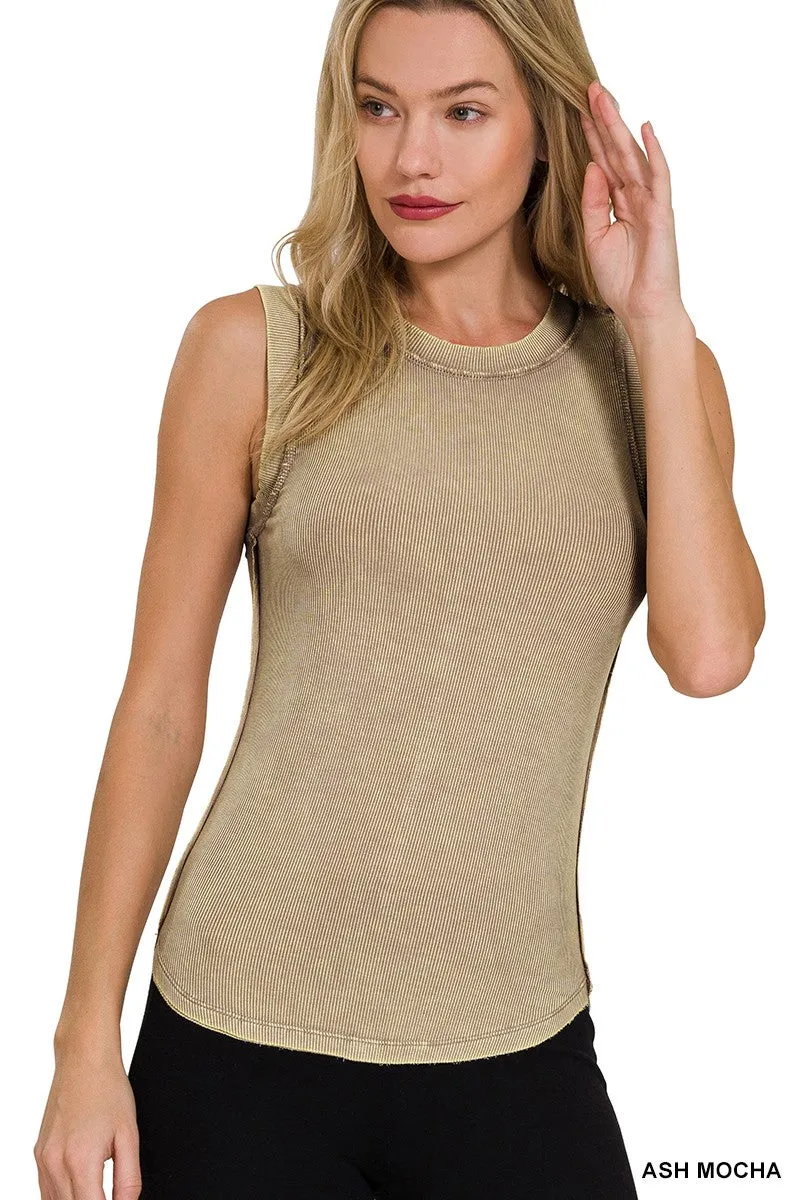 Washed Ribbed Scoop Tank