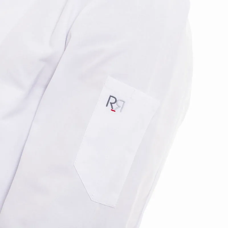 White MADRAS Long Sleeve Kitchen Coat - ROBUR