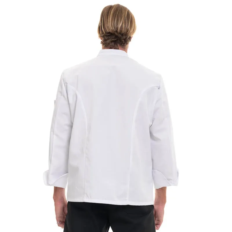 White MADRAS Long Sleeve Kitchen Coat - ROBUR